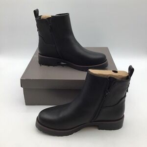 Crown Vintage Taylen WW Black Leather Side Zip Ankle Boots Womens Size 7.5W NEW